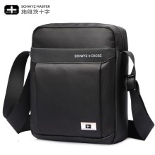 施维茨十字时尚单肩包男士斜挎包男包竖款韩版尼龙背包潮流休闲包